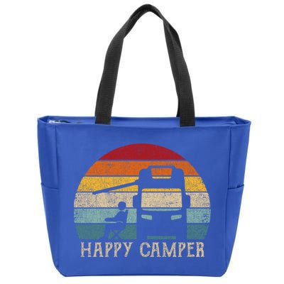 Rv Camping 70s 80s Retro Happy Camper Cool Gift Zip Tote Bag