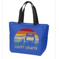 Rv Camping 70s 80s Retro Happy Camper Cool Gift Zip Tote Bag