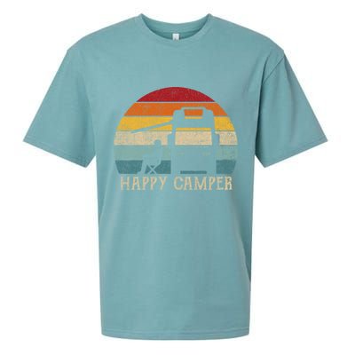Rv Camping 70s 80s Retro Happy Camper Cool Gift Sueded Cloud Jersey T-Shirt