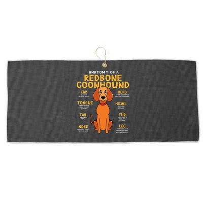 Redbone Coonhound Anatomy Funny Dog Mum Dad Large Microfiber Waffle Golf Towel