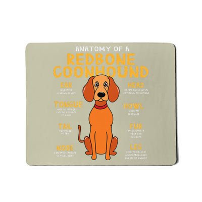 Redbone Coonhound Anatomy Funny Dog Mum Dad Mousepad