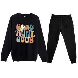 Retro Cool Aunt Club Groovy Colorful Aunties Funny Cute Gift Premium Crewneck Sweatsuit Set