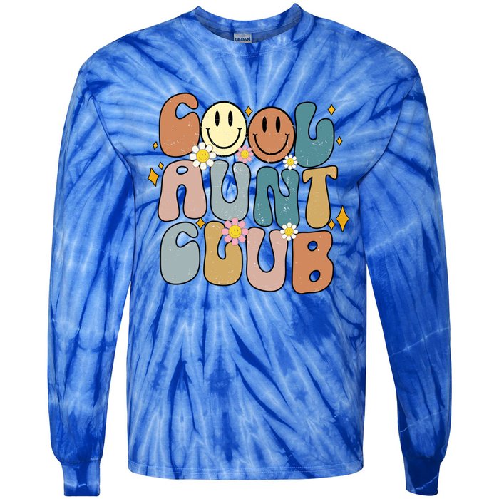 Retro Cool Aunt Club Groovy Colorful Aunties Funny Cute Gift Tie-Dye Long Sleeve Shirt