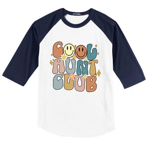 Retro Cool Aunt Club Groovy Colorful Aunties Funny Cute Gift Baseball Sleeve Shirt