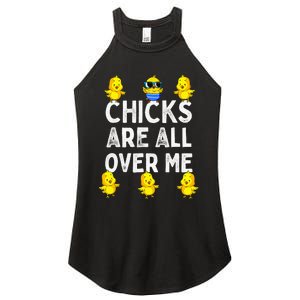 Retro Chicks Are All Over Me Baby Funny Chicken Lover Farm Women's Perfect Tri Rocker Tank