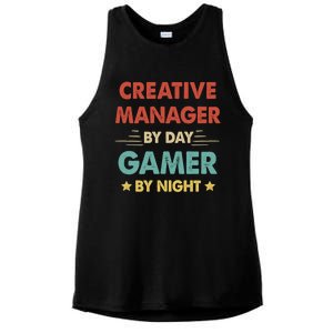 Retro Creative Ager By Day Gamer By Night Gift Ladies PosiCharge Tri-Blend Wicking Tank