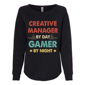 Retro Creative Ager By Day Gamer By Night Gift Womens California Wash Sweatshirt