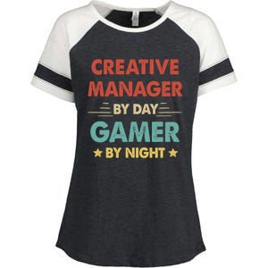 Retro Creative Ager By Day Gamer By Night Gift Enza Ladies Jersey Colorblock Tee