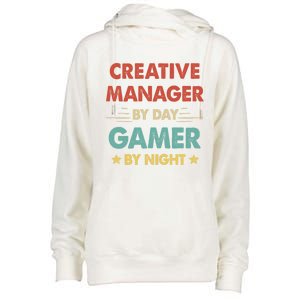 Retro Creative Ager By Day Gamer By Night Gift Womens Funnel Neck Pullover Hood