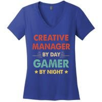 Retro Creative Ager By Day Gamer By Night Gift Women's V-Neck T-Shirt