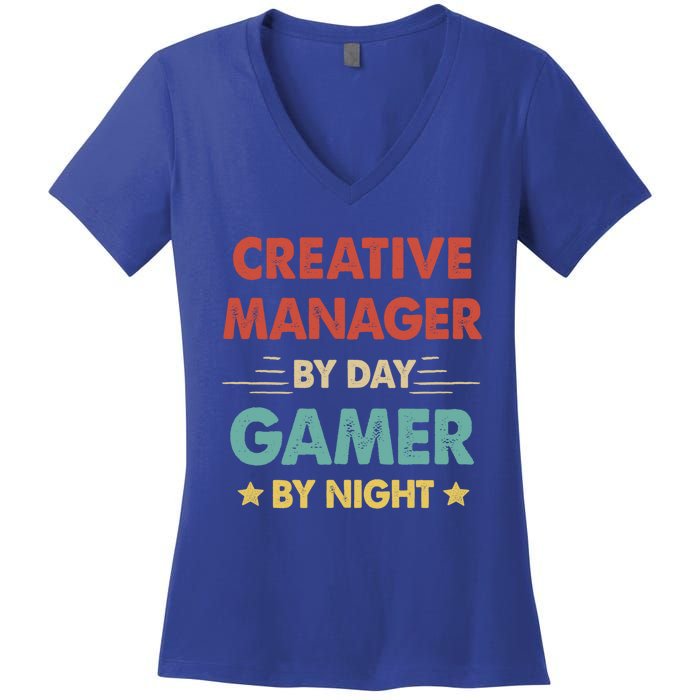 Retro Creative Ager By Day Gamer By Night Gift Women's V-Neck T-Shirt