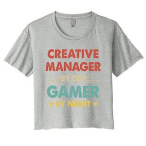 Retro Creative Ager By Day Gamer By Night Gift Women's Crop Top Tee