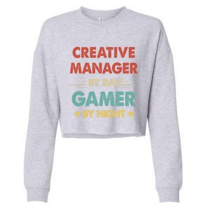 Retro Creative Ager By Day Gamer By Night Gift Cropped Pullover Crew