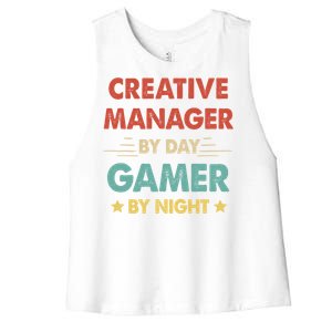 Retro Creative Ager By Day Gamer By Night Gift Women's Racerback Cropped Tank