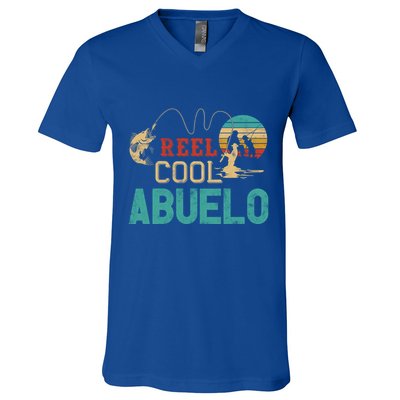 Reel Cool Abuelo Vintage Funny Fishing Rod Funny Gift Buelo Funny Gift V-Neck T-Shirt