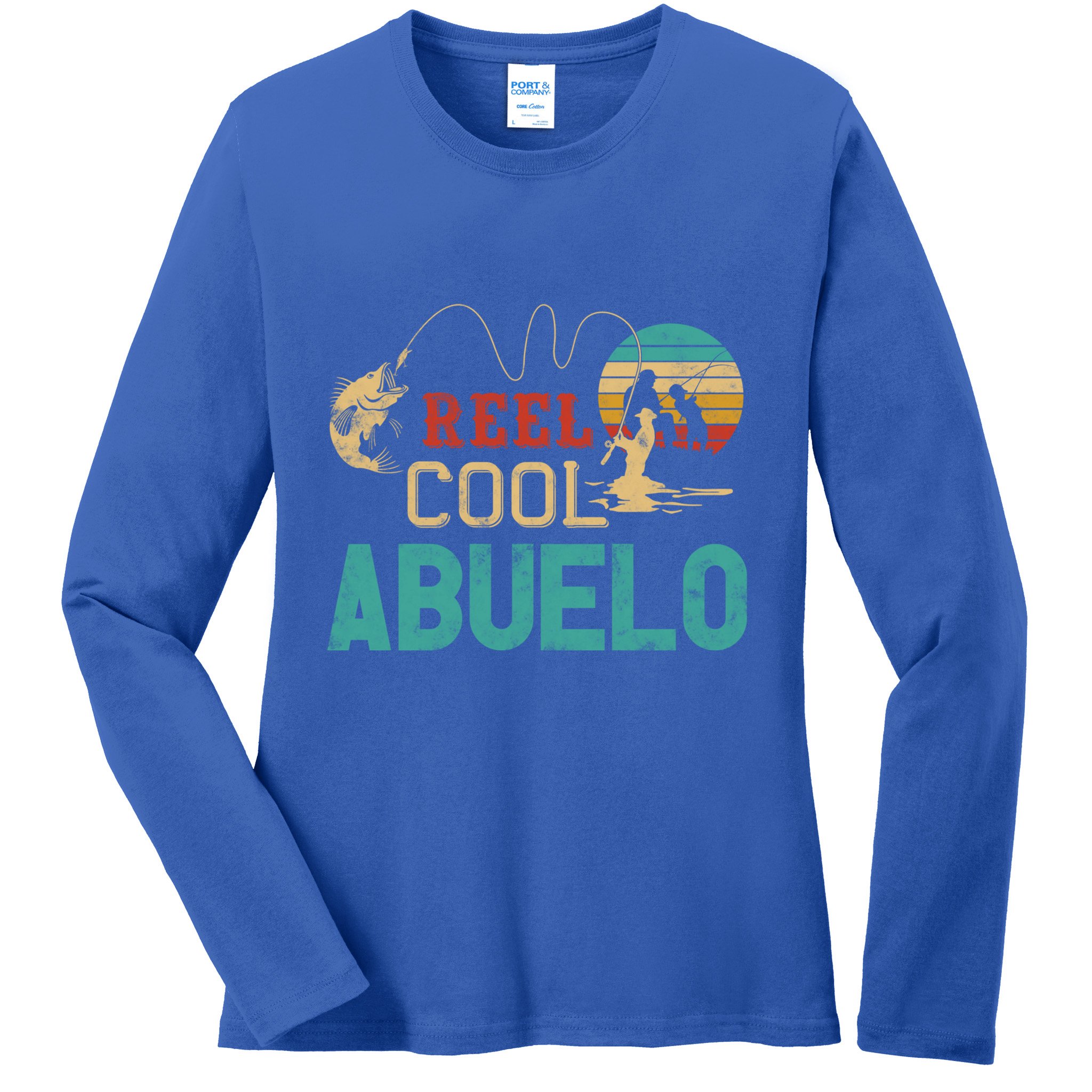 Reel Cool Abuelo Vintage Funny Fishing Rod Funny Gift Buelo Funny Gift Ladies Long Sleeve Shirt