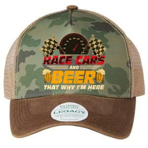 Race Cars And Beer ThatS Why IM Here Racing Drinking Funny Legacy Tie Dye Trucker Hat