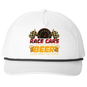 Race Cars And Beer ThatS Why IM Here Racing Drinking Funny Snapback Five-Panel Rope Hat