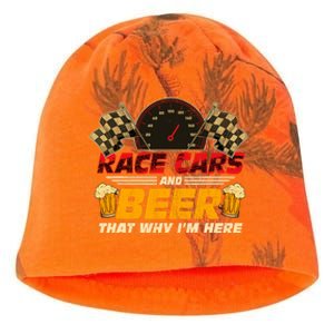 Race Cars And Beer ThatS Why IM Here Racing Drinking Funny Kati - Camo Knit Beanie