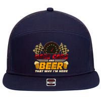 Race Cars And Beer ThatS Why IM Here Racing Drinking Funny 7 Panel Mesh Trucker Snapback Hat