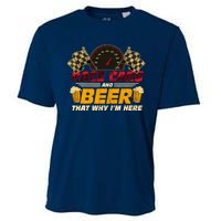 Race Cars And Beer ThatS Why IM Here Racing Drinking Funny Cooling Performance Crew T-Shirt