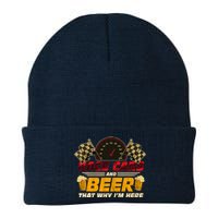 Race Cars And Beer ThatS Why IM Here Racing Drinking Funny Knit Cap Winter Beanie