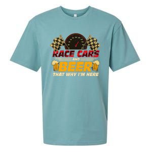 Race Cars And Beer ThatS Why IM Here Racing Drinking Funny Sueded Cloud Jersey T-Shirt