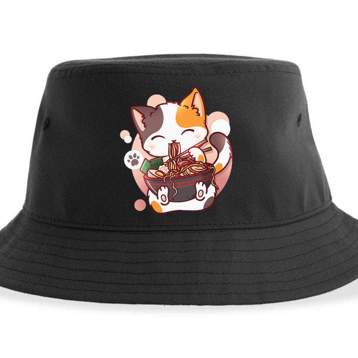 Ramen Cat Anime Kawaii Neko Japanese Sustainable Bucket Hat