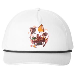 Ramen Cat Anime Kawaii Neko Japanese Snapback Five-Panel Rope Hat