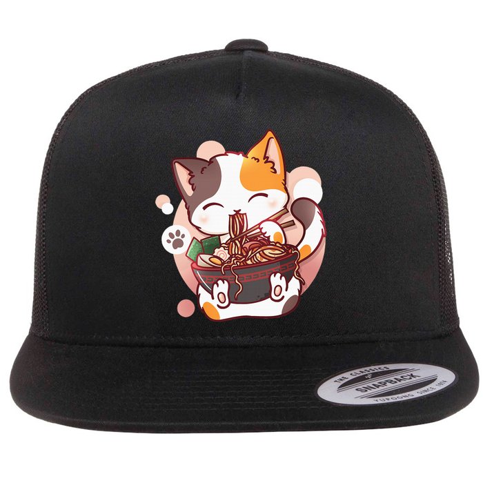 Ramen Cat Anime Kawaii Neko Japanese Flat Bill Trucker Hat