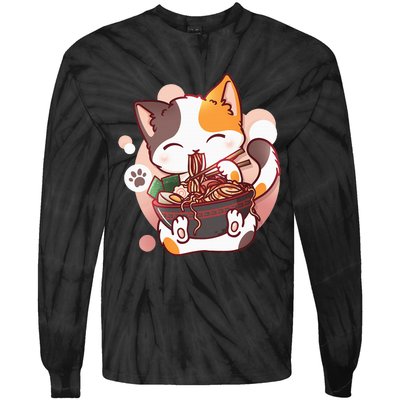 Ramen Cat Anime Kawaii Neko Japanese Tie-Dye Long Sleeve Shirt