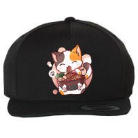 Ramen Cat Anime Kawaii Neko Japanese Wool Snapback Cap