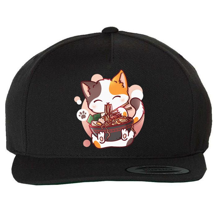 Ramen Cat Anime Kawaii Neko Japanese Wool Snapback Cap