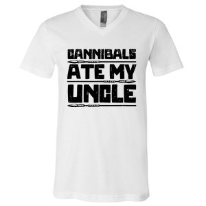 Retro Cannibals Ate My Uncle Joe Biden Satire Trump 2024 V-Neck T-Shirt