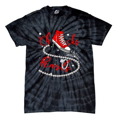 Red Chucks And Pearls Tie-Dye T-Shirt