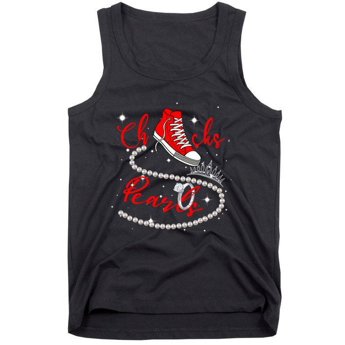 Red Chucks And Pearls Tank Top