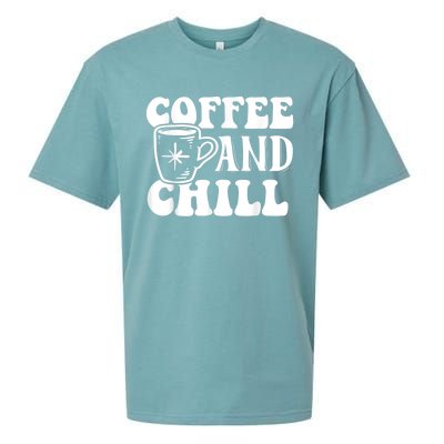 Retro Coffee And Chill Coffee Lover Funny Graphic Tees Sueded Cloud Jersey T-Shirt