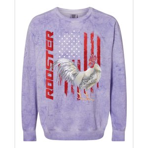 Rooster Chicken American Flag Usa Fighting Cock Cool Gift Colorblast Crewneck Sweatshirt