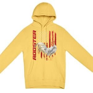 Rooster Chicken American Flag Usa Fighting Cock Cool Gift Premium Pullover Hoodie