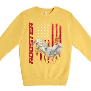 Rooster Chicken American Flag Usa Fighting Cock Cool Gift Premium Crewneck Sweatshirt