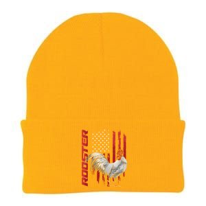 Rooster Chicken American Flag Usa Fighting Cock Cool Gift Knit Cap Winter Beanie