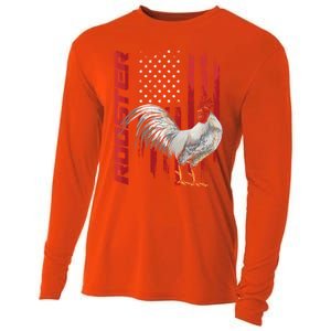 Rooster Chicken American Flag Usa Fighting Cock Cool Gift Cooling Performance Long Sleeve Crew