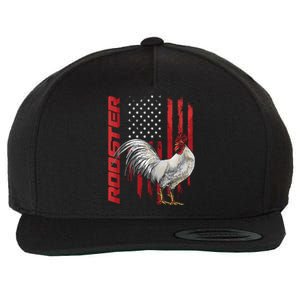 Rooster Chicken American Flag Usa Fighting Cock Cool Gift Wool Snapback Cap