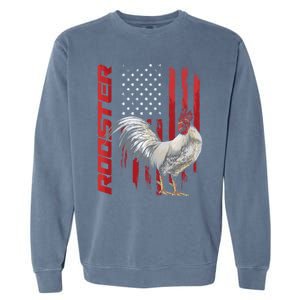 Rooster Chicken American Flag Usa Fighting Cock Cool Gift Garment-Dyed Sweatshirt