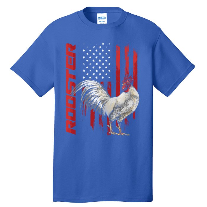 Rooster Chicken American Flag Usa Fighting Cock Cool Gift Tall T-Shirt