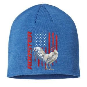 Rooster Chicken American Flag Usa Fighting Cock Cool Gift Sustainable Beanie