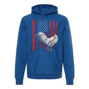 Rooster Chicken American Flag Usa Fighting Cock Cool Gift Premium Hoodie