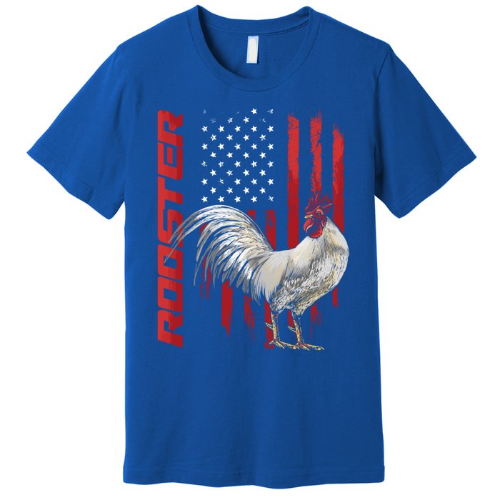 Rooster Chicken American Flag Usa Fighting Cock Cool Gift Premium T-Shirt