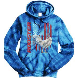 Rooster Chicken American Flag Usa Fighting Cock Cool Gift Tie Dye Hoodie