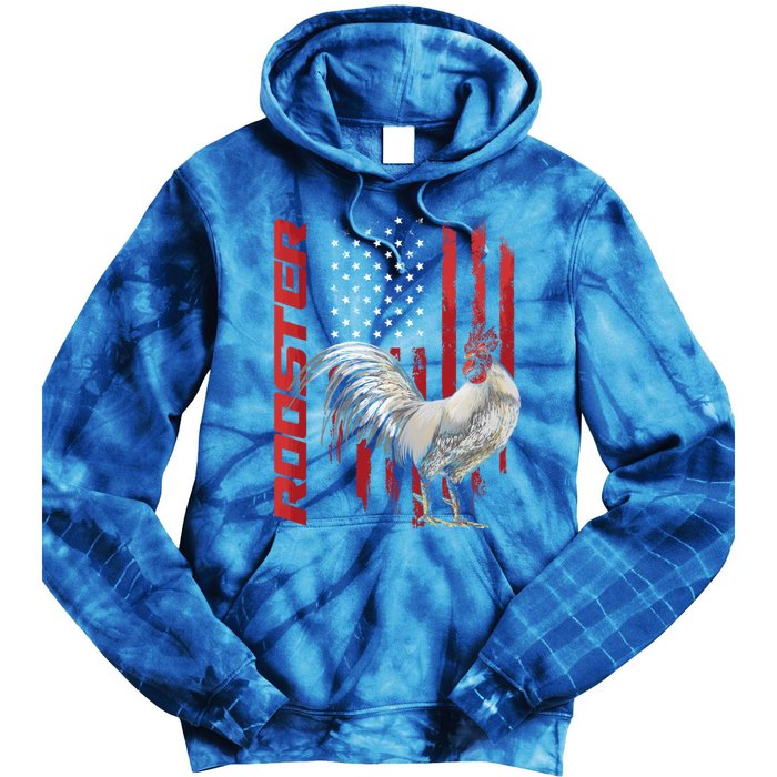 Rooster Chicken American Flag Usa Fighting Cock Cool Gift Tie Dye Hoodie